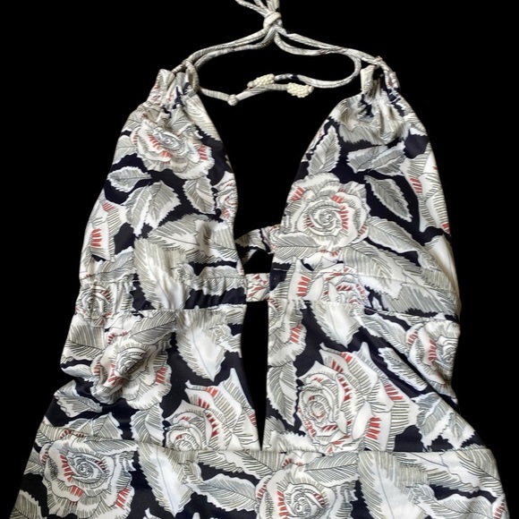 TAVIK Emme Honey Evening Black & White Floral Plunge One-Piece Swimsuit SZ S - Picture 8 of 11
